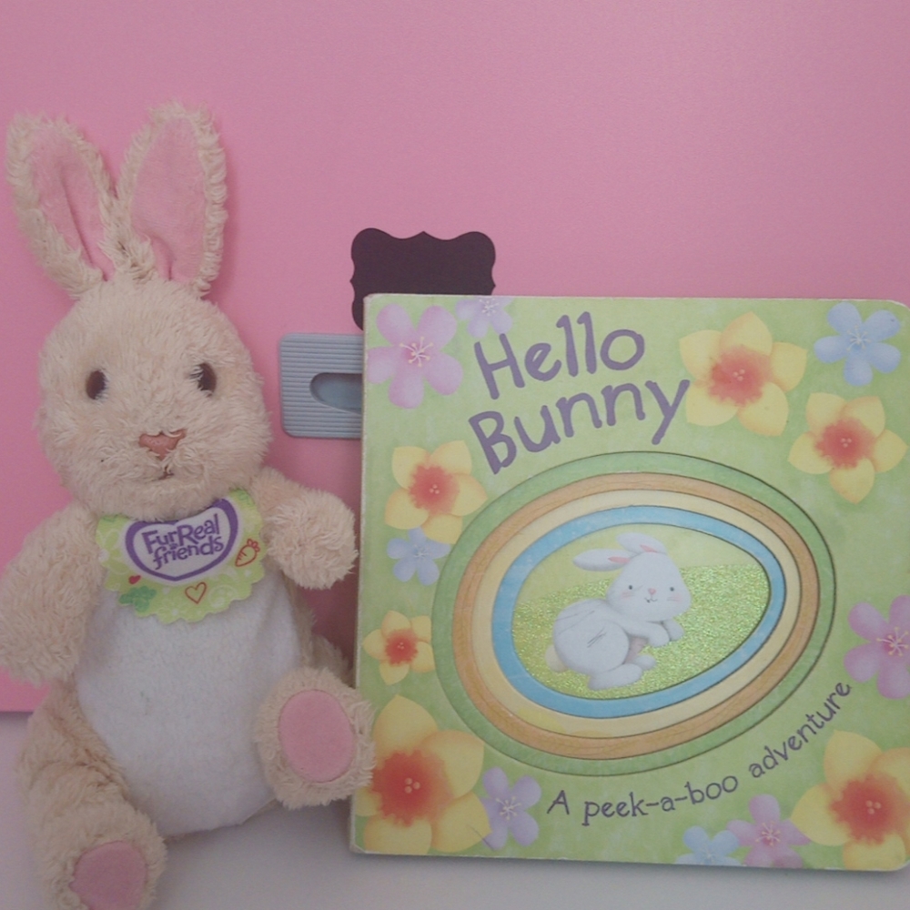 Rare! FurReal Freinds Baby Bunny + Book + Blanket